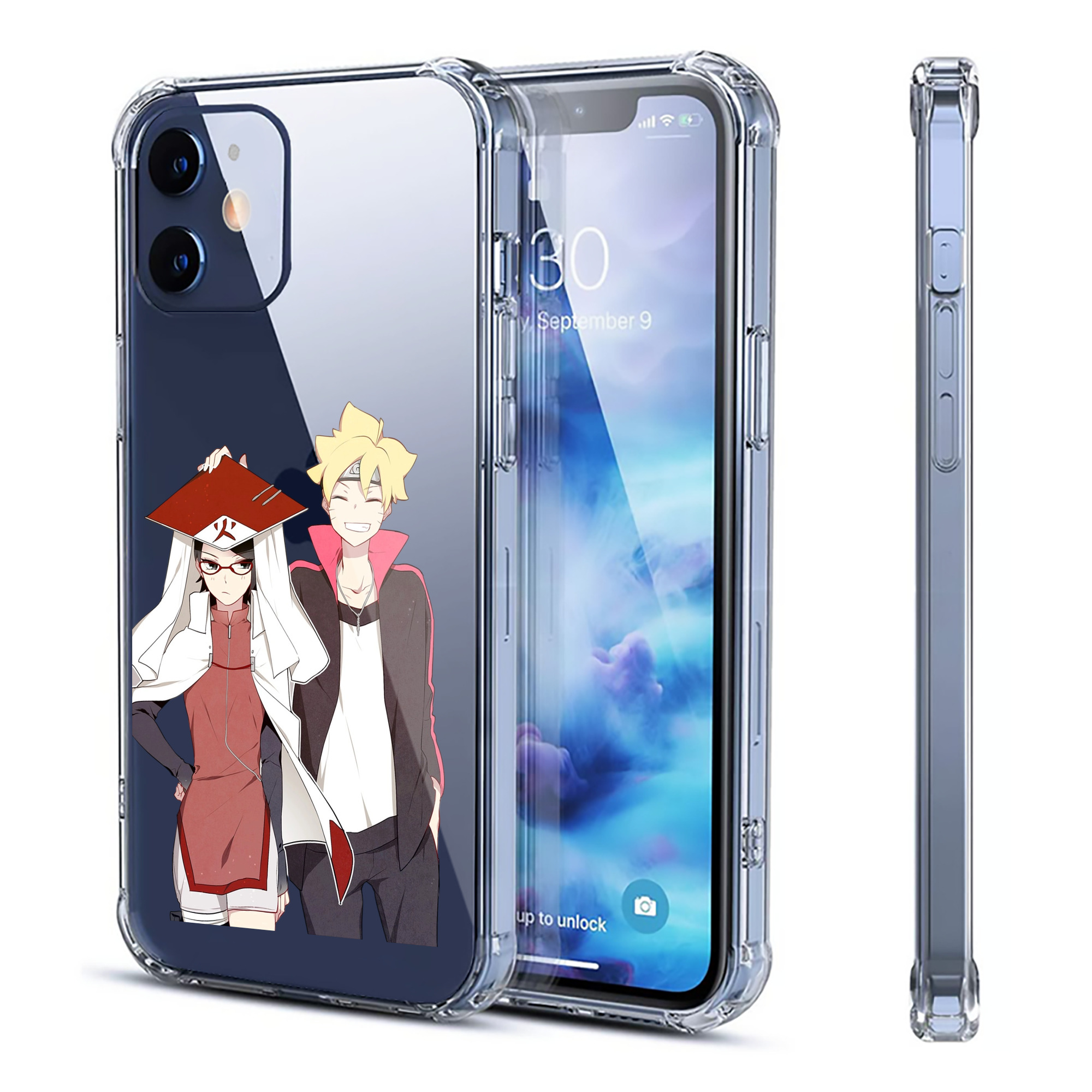 （画像用） NARUTO -ナルト- うちは サラダ Uchiha Sarada 【iPhone 12シリーズ対応】透明スマホケース（クリアソフトケース）
